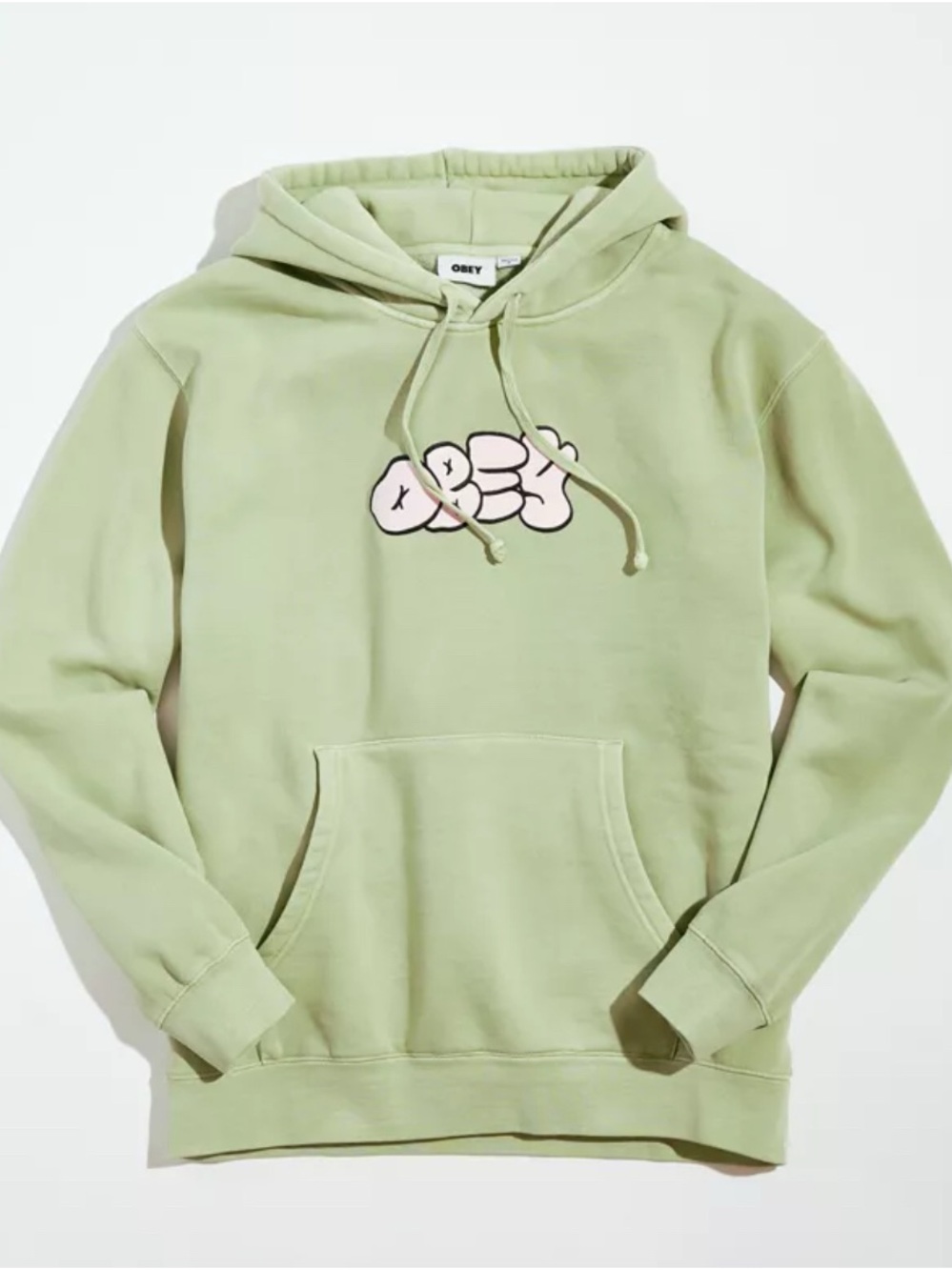 Out of Stock- Obey Pastel Green Hoodie with Pink, Purple & Blue Graphic